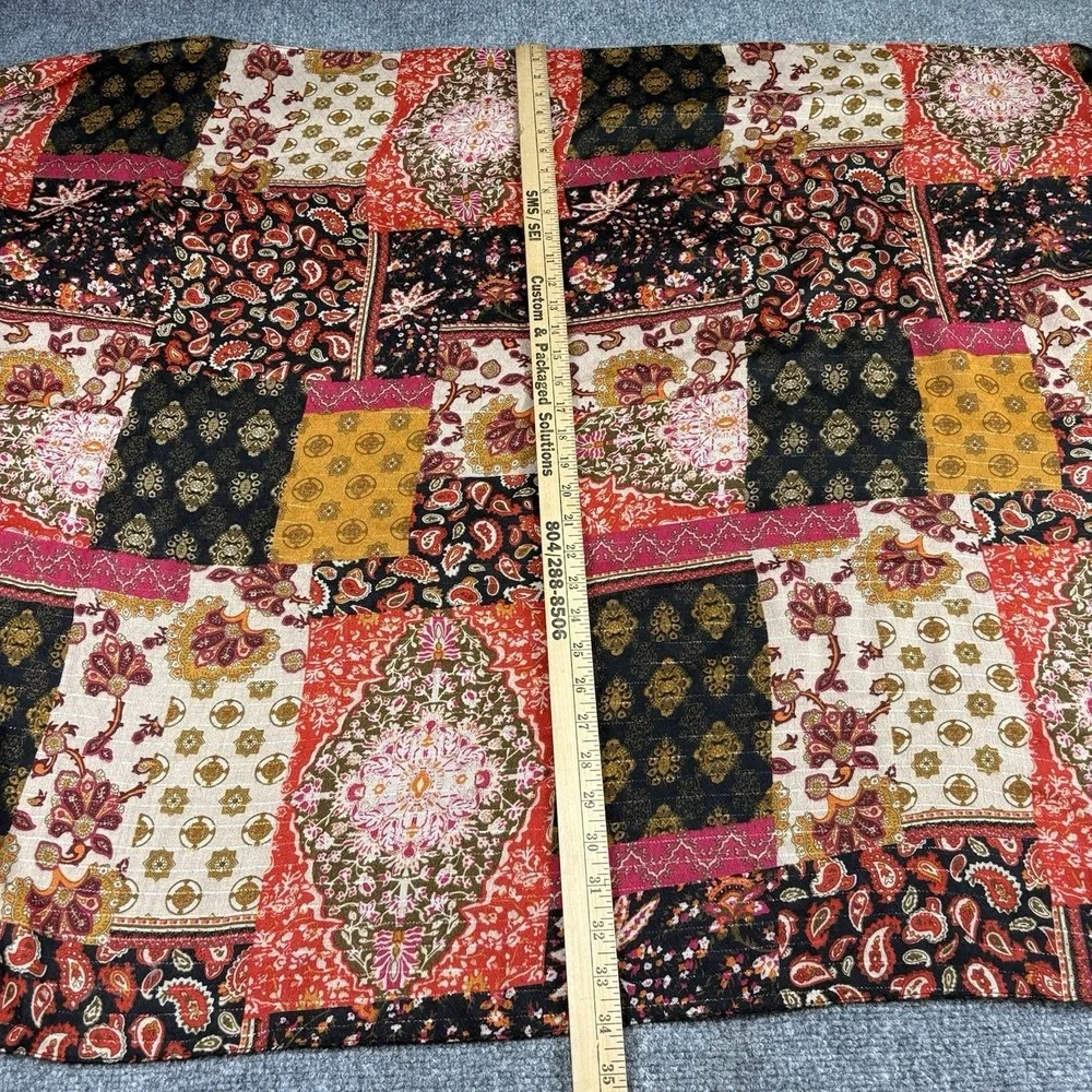 Oversized Boho Patchwork Print Scarf Wrap Shawl Tassel‎ 73x34 Earthy Festival